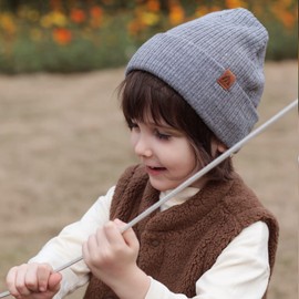 Gorro de invierno para niños pequeños, elegante gorro de invierno para niños, Gris Beige, 0-24 Meses