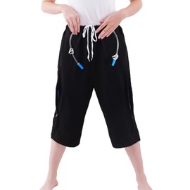 WEEOATAR Unisex Incontinence Care Pants,Fistula Pants,Catheter Clothing Incontinence Pants,Urine Bag Trousers with Double Pockets for Nephrostomy,Foley,Suprapubic&Biliary Catheters(Black,Short,M)