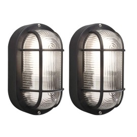 KONSTSMIDE Elmas 7650-750-2 Set of 2 Basement Lights Wet Room Lights Black Protective Grille Wall / Ceiling Mounting