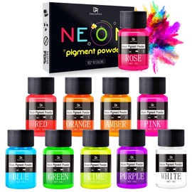 Neon Pigment Powder - 10 Colours Neon Nail Powder Phosphorus Powder for Epoxy Resin, Nail Art, Cups, Slime - Fluorescent Mica Powder Nail Glitter Pigment for Soaps, Eyeshadow, Painting, Jewellery