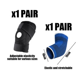 ZGDEIWGF 1 Pair Knee Straps, 1 Pair Elbow Pads, Men's Running Knee Pads Set, Knee Support Protective Equipment, Adjustable Knee Pads