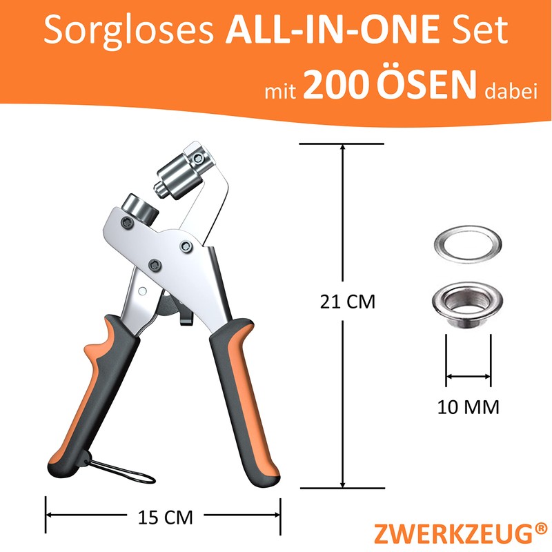 ZWERKZEUG® Professional Eyelet Pliers Set with 200 Eyelets Including Eyelet
