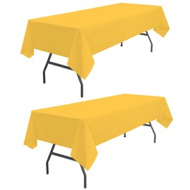 odibo Yellow Tablecloths Plastic 2 Pack Disposable Table Covers 54 x 108 Inch PEVA Table Cloths for Parties Birthdays Weddings Engagement Holiday Dinner Banquet Fits up to 8 Foot Rectangle Tables