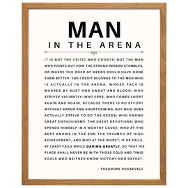LARGE 11X14 FRAMED - Man in the Arena - Inspirational Quotes - Teddy Roosevelt Poster - Motivational Gifts for Men, Teen Boys Entrepreneur - Office, Living Room, Bedroom Wall Art Decor, Daring Greatly