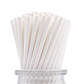 Biodegradable Solid White Paper Drinking Straw,100 Pack Disposable White Cocktail Straws Bulk for Party Supplies, Bridal Shower, Birthday, Weddings, Restaurant