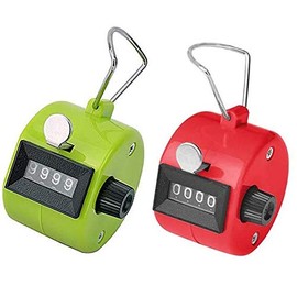 White Deer Hand Tally Counter 4 Digit Number Dual Clicker Golf Handy Convenient(Green+Red)