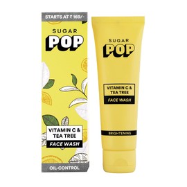 SUGAR POP Women Vitamin C & Tea Tree Face Wash-Gentle Care Infused With Turmeric Extracts,Bitter Melon Fruit & Glow-Boosting For Skin Brightening, Oil Control Formula For Deep Cleansing The Skin 80 Ml