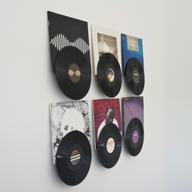 Modern JP - Soporte de pared de vinilo calcomanía (paquete de 4) – Álbum y disco de doble visualización, soporte de registro de sujeción fuerte, fácil instalación a prueba de grabaciones, soporte de