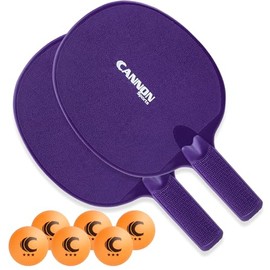 Table Tennis Racket (2 Purple Paddles + 6 Orange Balls)