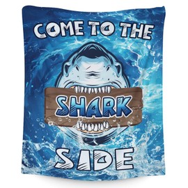 PUREGIFTS Shark Blanket Kids - 40" x 50" Inches Warm Cozy Throw Blanket for Boy - Flannel Blankets for Crib, Couch, Sofa - Blue Cool Blanket Gift