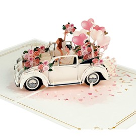 Lesbian Valentines Gifts Wedding Card | Pop Up 3D Anniversary Greeting for Couple Wife Husband Parents (Size 15x20 cm - Wedding Car Les)