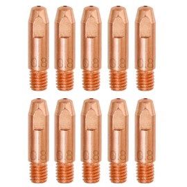 RYXZEN 10 Pieces 0.8 mm Copper Contact Tip Welding Nozzles Power Nozzle M6 0.0315 Inch Welding Device Welding Accessories Wear Parts Set for 24KD MB24 MIG MAG Welding Torch
