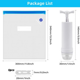 Erzekrim Pack of 20 Filament Vacuum Bags Kit 3D Filament Storage 30 x 34 cm Moisture-proof Vacuum Bag for 3D Filaments with Vacuum Pump and Sealing Clips for Filament Storage