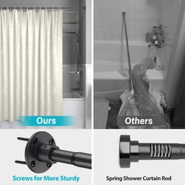 Shower Curtain Rod, Closet Rod15-25 Inch，Adjustable Heavy Duty Closet Rod Wall Mounted Permanent Industrial Shower Curtain Rod Rust Proof Stainless Steel Black