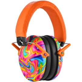 PROHEAR 032 Ear Defenders for Children, Hearing Protection for Autistic Toddlers Have Sensory Issues, Kids Adjustable Safety Earmuff, Ideal for Firework, Concert, Study - Orange Graffiti