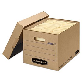 Bankers Box 7150001 Filing Storage Box with Locking Lid, Letter/Legal, Kraft, 25/Carton
