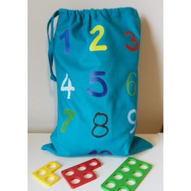 Busy Hands & Feet Numbers Counting Turquoise Drawstring Bag (Medium 25cm x 35cm)