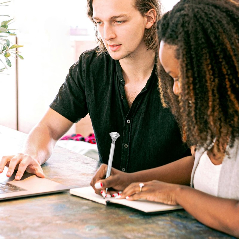 PATIKIL Black Ink Ballpoint Pen, 12 Pack Crystal Diamond Twist