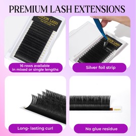 SAIGON LASH Easy Fan Eyelash Extensions, Volume Lash Tray for Lash Techs, C/CC/D Curl, 0.03/0.05/0.07mm Thickness, 8-15mm Mixed Lengths, 16 Rows, Soft PBT Material, Black (CC-0.03)