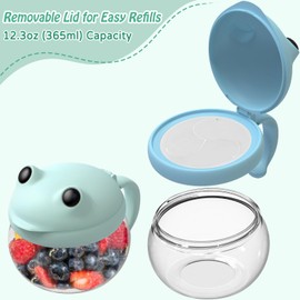 SELEWARE No Spill Snack Cups for Toddlers 2-Pack - Spill-Proof Snack Catcher with Handle, BPA-Free Tritan & Silicone - Easy Grip Kids Snack Container for On-The-Go, Dishwasher Safe (Green & Blue)
