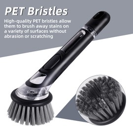 Spülbürste mit Spülmittelspender, 3 Stück Spülbürste mit Spülmittelspender, Befüllbare Spülbürste Reinigungsbürste Set, Multifunktionale Küchenbürste für Geschirr, Töpfe, Spülbecken Reinigung