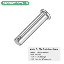 M METERXITY 4-Pack Single Hole Clevis Pins, M10 x 50mm 304 Stainless Steel Flat Head Clevis Pins for Mechanical Linkage/Fixed Parts/Ship Rigging, Link Hinge Pin Reusable