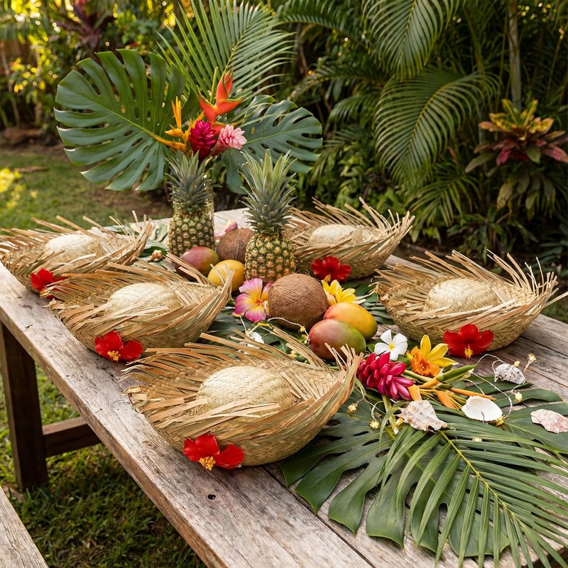 Cuffbow 4 Pcs Hawaii Straw Hat Pava Hat Puerto Rico
