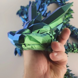 4 Foot Blue/Green Crystal Articulated Dragon  Sensory/Fidget Toy, Desk Decor