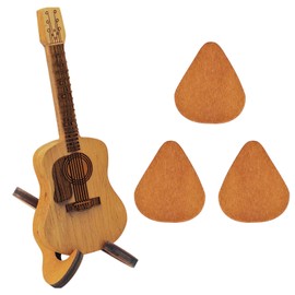 Wooden Guitar Picks, Guitar Picks, Guitar Set, 3 Pieces Guitar Paddle and Guitar Stand, Plectrum Box, Guitar Accessories, Suitable for Music Performance Creation