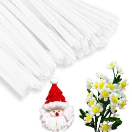 EQUIJUANCE 200pcs Pipe Cleaners - Fluffy & Safe Chenille Stems for DIY Crafts, Colorful Thick Fuzzy Wires Bulk, Art Supplies for Kids Adults, DIY Decorations (White)