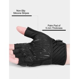 INBIKE Cycling Gloves For Mens MTB Fingerless Cycle Mountain Bike Womens Padded Road Gel Pad Half Finger Bicycle Biking Exercise Gym Accessories Black M