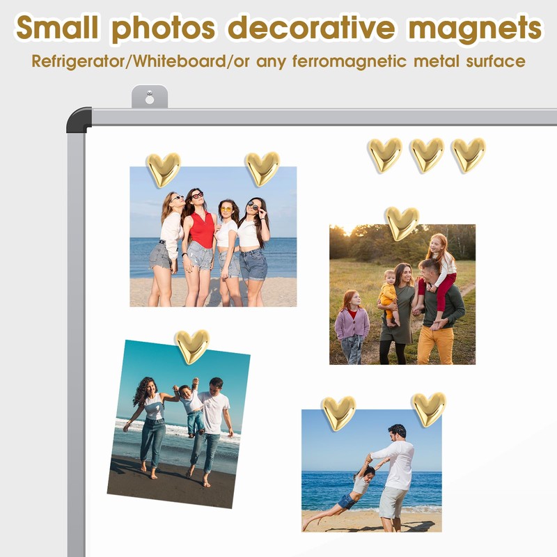 20 Pcs Refrigerator Magnets Gold Heart Shaped Decorative Fridge Magnets