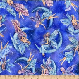 Timeless Treasures BTY Flower Fairy Soiree Sparkling Metallic Sky Cotton Fabric By The Yard CM8861