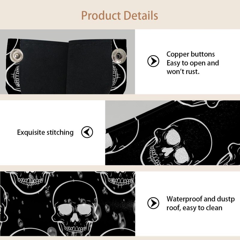 2 Pack Tissue Box Cover Holder, Human Skull Pattern Rectangle
