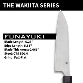 Spyderco Wakiita Funayuki Premium Kitchen Knife with 6.28" CTS BD1N Stainless Steel Blade and Black G-10 Handle - PlainEdge - K16GP