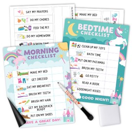 Hadley Designs Unicorn Daily Schedule for Kids Schedule Board for Home - Reward Chart Bedtime Routine Chart for Toddlers, Morning Routine Chart for Kids Routine Chart, Toddler Daily Routine Chart