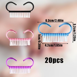 Nail Brush,20 Pieces Black Handle Nail Cleaning Brushes Fingernail Brushes Hand Wash Brush for Toes and Nails Cleaning (4 color)