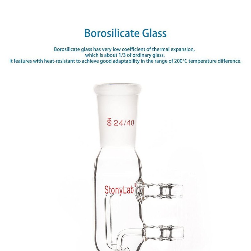 stonylab Glass Coil Reflux Capacitor, Borosilicate Glass Dimroth Reflux Capacitor