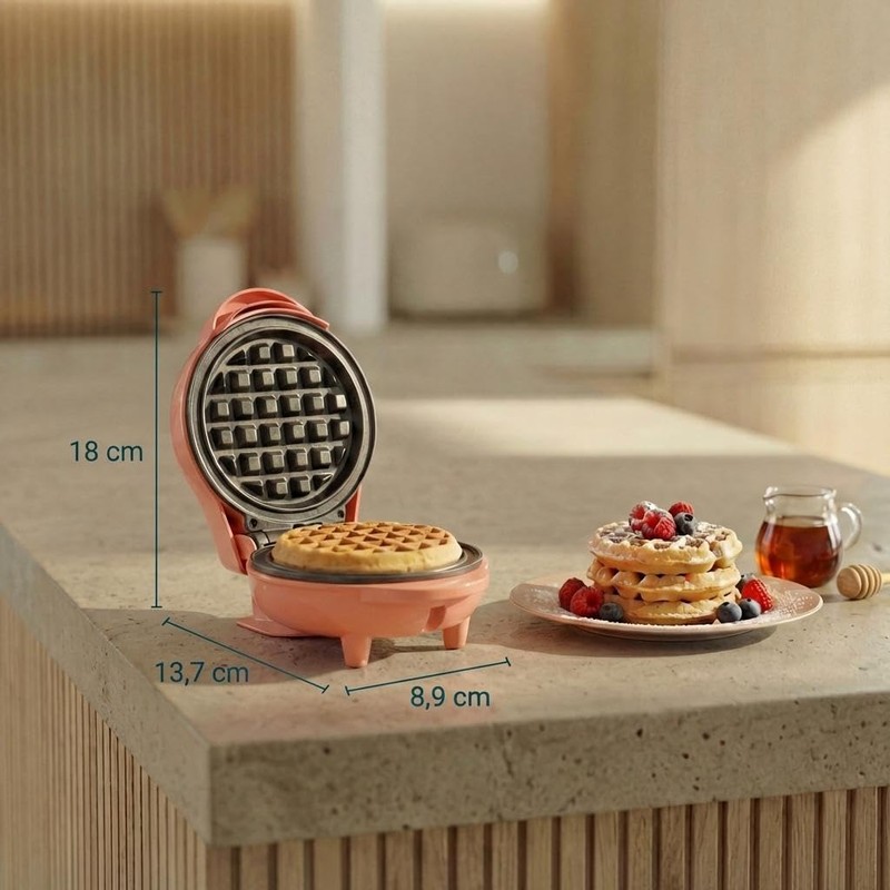 Bestron Mini Waffle Iron for Classic Waffles 10 cm, Small