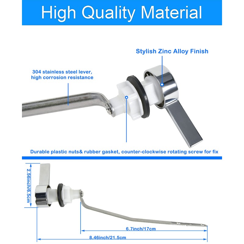 Toilet Flush Lever Handle Replacement, Universal Side Mount Toilet Tank