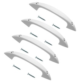 TERF® D-Shape Front Fix Pull Handle 100mm (4 inch) White Plastic Including Fixing Screw for Kitchen Cupboard Cabinet Drawer Wardrobe Door Pull Handle - Pack of 4