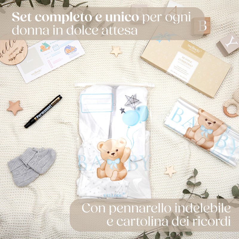 Wellode® Newborn Hospital Pouch Teddy Bear, lightblue, Teddy bear