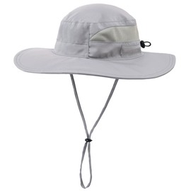 Decentron Men’s Outdoor UV Protection Fishing Hat Mesh Boonie Sun Hat Summer Wide Brim Safari Cap Grey
