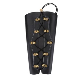 Protección de Brazo de Tiro con Ajustable con Cuero de PU, Cierre de Cordones, Tiro Al de Caza Ligero, Protectores de Brazo Unisex para Adultos para Uso Atlético (BLACK)