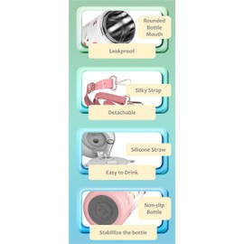 Pochacco Black Stainless Steel Insulated Water Bottle (Straw) with Strap 600ml