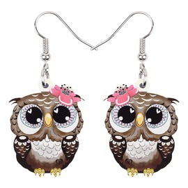 RAIDIN Acrylic Cartoon Owl Earrings for Women Girls Hypoallergenic Dangle Drop Earrings Animals Owl Jewellery for Gift Party Birthday Decorations, Acrylic, No Gemstone