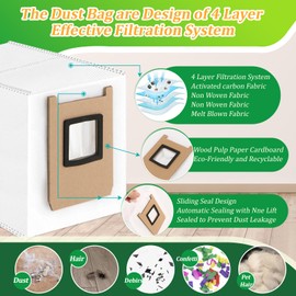 4Pcs for Eufy E25 Omni/E28 Omni Dust Bags Replacement Compatible with E25 Omni/E28 Omni Robot Vacuum Cleaner Bags (3.L Large Capacity)