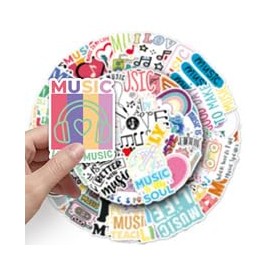 Pack of 51 Music Stickers for Fridge, Skateboard, Laptop, Bicycle, Luggage, Computer, Car, Bumper, Waterproof Vinyl Cute Love Music Decal, Young Adult Gift, Aesthetic Graffiti Sticker