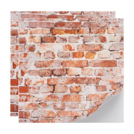 CoCud Dollhouse Flooring, 3.94" Square, PU Self Adhesive Miniature Dollhouse Brick Flooring Peel and Stick (Red) - (Applications: for Dollhouse Decoration), 4-Pieces