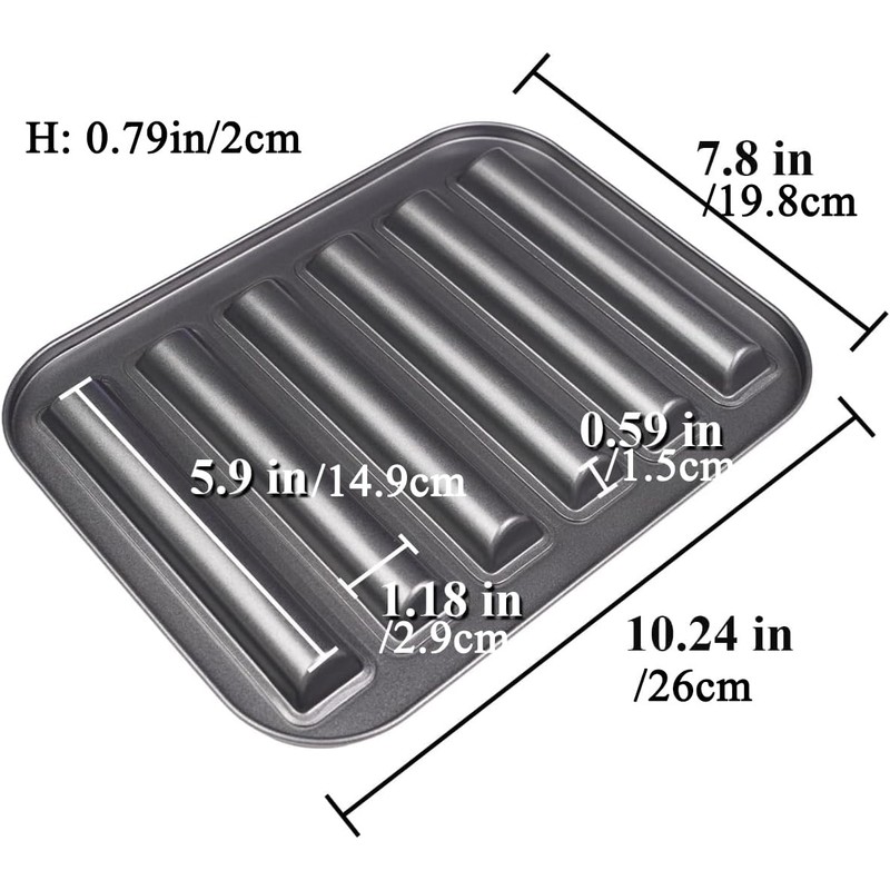 Elesinsoz 6 Cup Financier Cake Baking Pan Breadstick Biscotti Ladyfinger